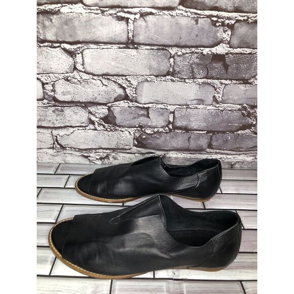 Zero+Maria Cornejo Black Leather Peep Toe Loafer Flats Women’s Sz 39EU/8.5M US - Picture 7 of 16